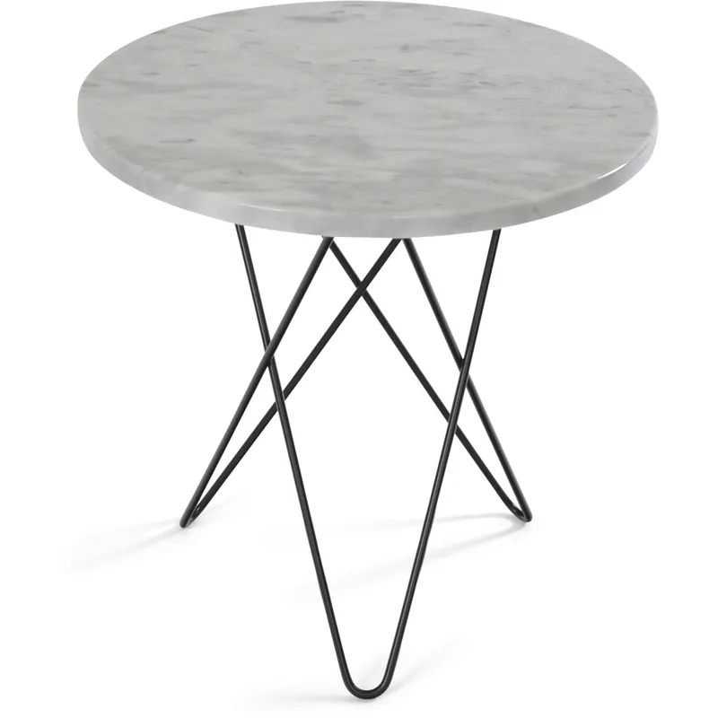 Tall Mini O Table Sidobord Ø50 cm, Svart/Vit marmor Sänkt pris