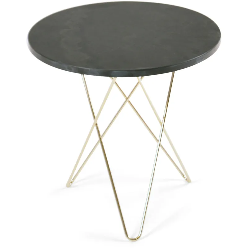 Billigare Tall Mini O Table Sidobord Ø50 cm, Mässing/Rustik skiffer