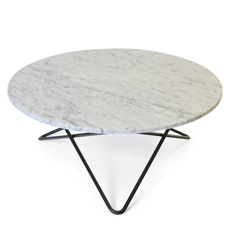 Fynd Large O Table Soffbord Ø100 cm, Svart/Vit marmor