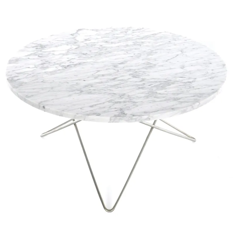 Erbjudandepris O Table Soffbord Ø80 cm, Stål/Vit matt marmor