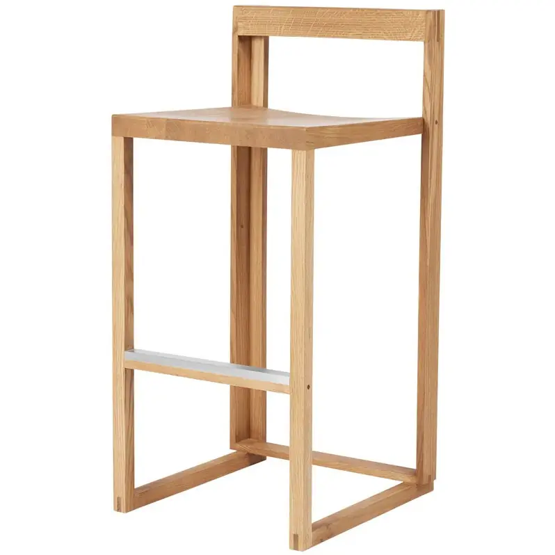Outline Barstol, Lackerad Ek / Borstad Aluminium I lager
