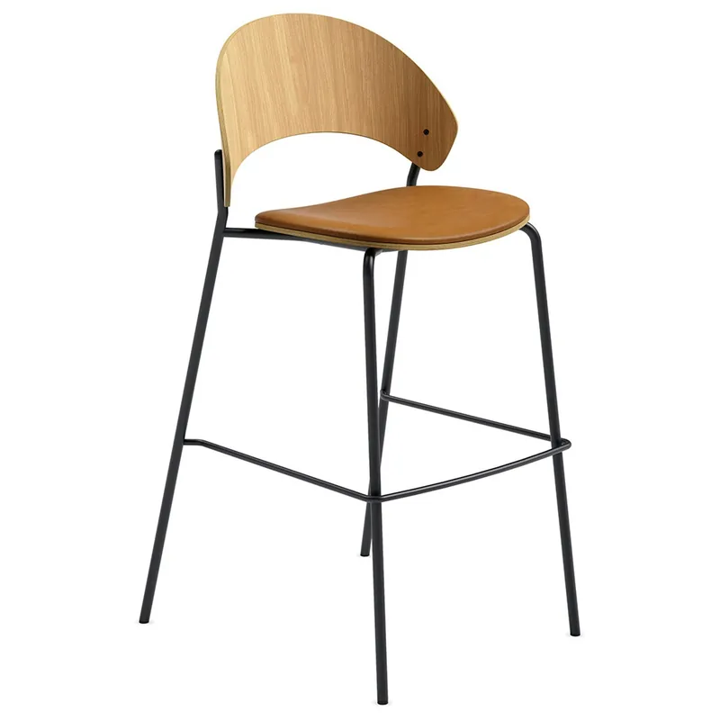 Dosina Barstol 65 cm, Ek / Konjak Läder risnedsättning