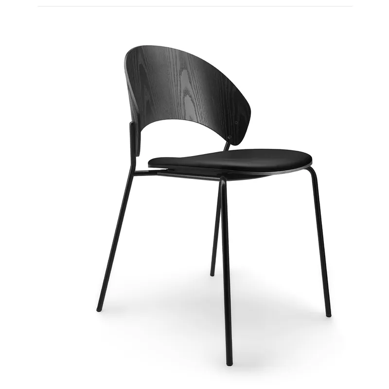 Dosina Stol, Svart Ek / Svart Läder Lågt pris