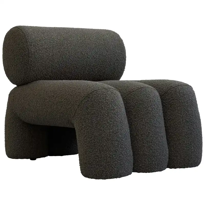 Foku Loungefåtölj Bouclé, Deep Taupe Billigare
