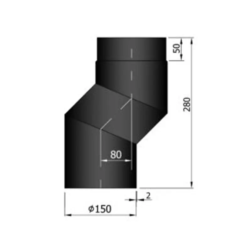 I lager Rökrör Kaminex S-Böj Svart 150 mm