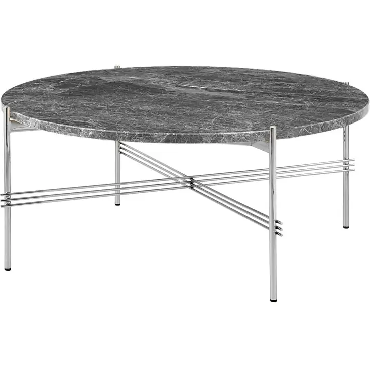 TS Soffbord 80 cm, Polerat Stål / Grå Emperadormarmor Trygg betalning