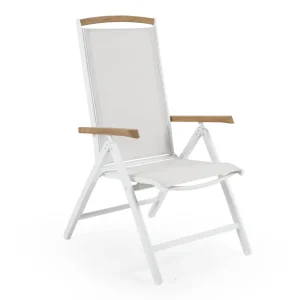 Erbjudande Andy positionsstol - Vit/offwhite Teak armstöd från Brafab- Bra Möbler