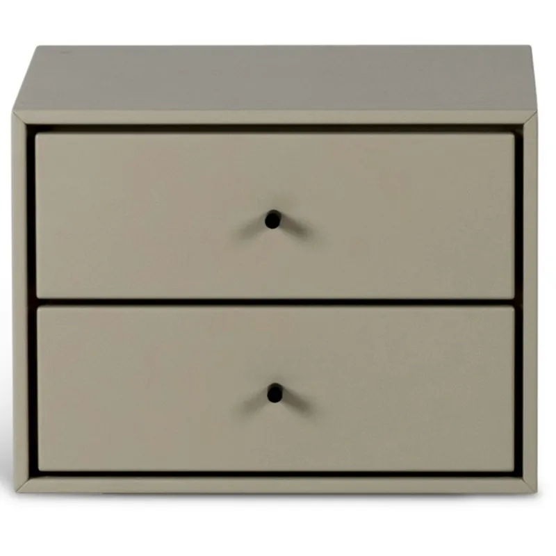 Populärt val Volt Vägghängt Sängbord 2 Lådor, Beige/Svart