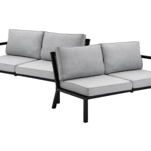 Begränsat antal Belfort 2-sitsavslut - Svart med grå dyna 144 x 88 cm från Brafab- Bra Möbler