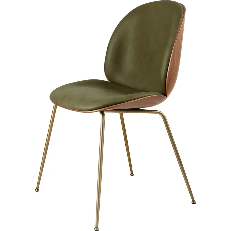 Beetle 3D Veneer Stol Valnöt/Mässing, Soft Leather Army I lager