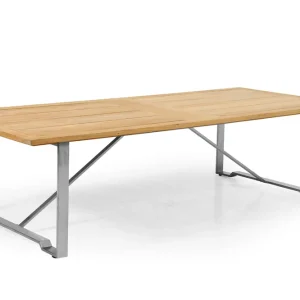 Gotland soffbord - Rostfritt/teak 150 x 65 cm från Brafab- Bra Möbler Nyhet