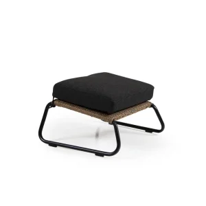 Rea Midway fotpall - Natur twist med svart dyna 67 x 54 cm från Brafab- Bra Möbler