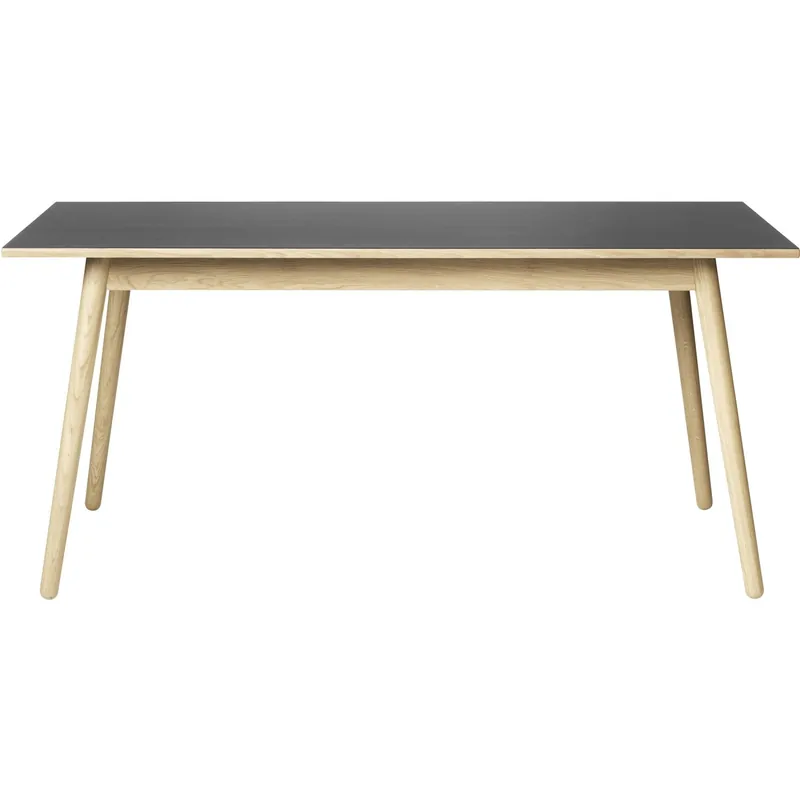 Extra rabatt C35B Matbord 160 cm, Lackerad Ek / Svart Linoleum