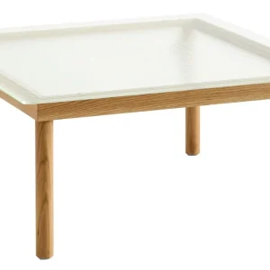 Kofi Soffbord 80x80 cm, Vattenbaserad Lackad Ek / Räfflat Glas Bästa pris
