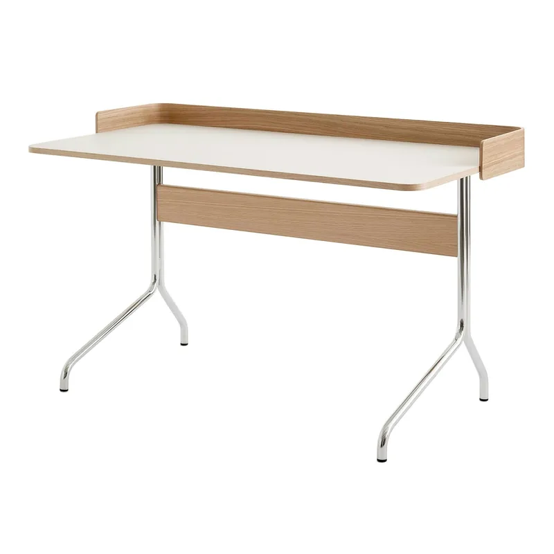 Begränsat antal Pavilion AV17 Skrivbord, Mushroom / Oak / Chrome Leg