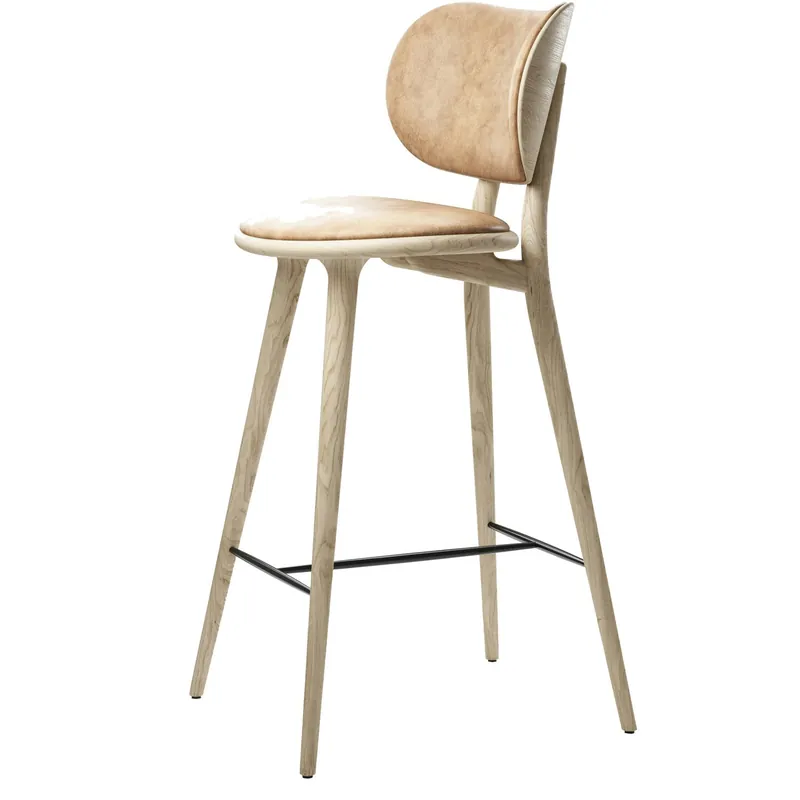 Utförsäljning The High Stool Backrest Barstol, Mattlackad Ek