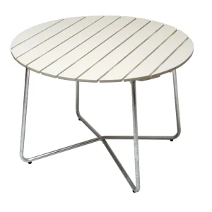 Billig Bord 9A 100 - Vitlackad ek/galvat 100 cm från Grythyttan Stålmöbler- Bra Möbler
