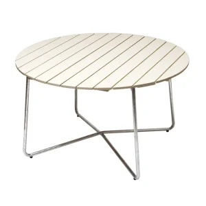 Outlet Bord 9A 120 - Vitlackad ek/galvat 120 cm från Grythyttan Stålmöbler- Bra Möbler