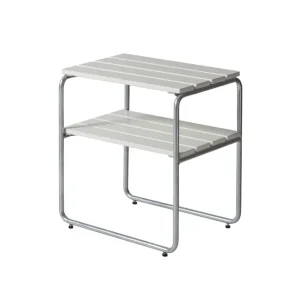 Utförsäljning Sidobord L45 - Vitlackad ek/galvat 45 x 33 cm från Grythyttan Stålmöbler- Bra Möbler