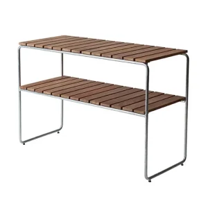Avlastningsbord L105 - Teak/varmförzinkad 105 x 45 cm från Grythyttan Stålmöbler- Bra Möbler Lägg i varukorgen