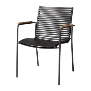 Reapris Mood karmstol - Svart Aluminium/Teak från Cinas- Bra Möbler