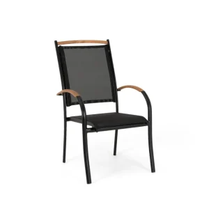 Nice stapelstol - Svart/svart Teak armstöd från Selected Home- Bra Möbler Begränsat antal