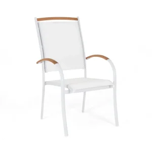 Nice stapelstol - Vit/vit Teak armstöd från Selected Home- Bra Möbler Fynd