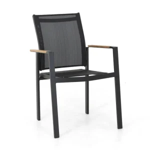 Seattle stapelstol - Svart/svart med teak från Selected Home- Bra Möbler Snabb leverans