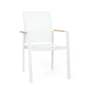 Seattle stapelstol - Vit/vit med teak från Selected Home- Bra Möbler Rabatt