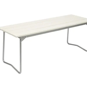 Bänk 8 - Vitlackad ek/galvat 110 x 40 cm från Grythyttan Stålmöbler- Bra Möbler Begränsad tid