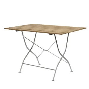 Bryggeri matbord - Teak/galvat 110 x 70 cm från Grythyttan Stålmöbler- Bra Möbler Fynd