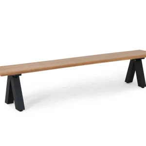 Long Island bänk - Svart/teak 220 cm från Sunzo- Bra Möbler Rabatter