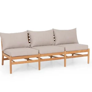Hampton 3-sitsmodul - Teak med beige dyna 185 x 68 x 70 cm från Sunzo- Bra Möbler Expressleverans