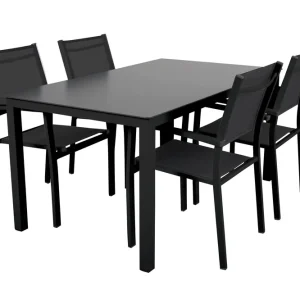 Rana matgrupp - Svart/grå 4 karmstolar & bord 150x90 cm från Brafab- Bra Möbler Endast denna vecka