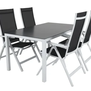 Rana matgrupp - Vit/grå 4 positionsstolar & bord 150x90 cm från Brafab- Bra Möbler Köp online