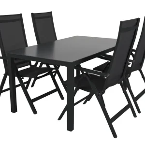 Lågt pris Rana matgrupp - Svart/grå 4 positionsstolar & bord 150x90 cm från Brafab- Bra Möbler