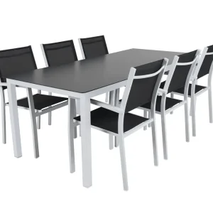 Populärt val Rana matgrupp - Vit/grå 6 karmstolar & bord 200x90 cm från Brafab- Bra Möbler