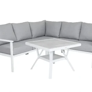 Erbjudande Samvaro soffgrupp - Vit med grå dyna 2st 2-sitsavslut, hörn & bord 90x90 cm från Brafab- Bra Möbler