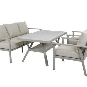 Samvaro soffgrupp - Khaki med sand dyna 3-sitssoffa, 2 fåtöljer & bord 140x90 cm från Brafab- Bra Möbler Begränsat antal