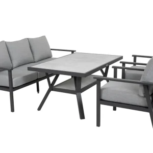 Samvaro soffgrupp - Antracit med grå dyna 3-sitssoffa, 2 fåtöljer & bord 140x90 cm från Brafab- Bra Möbler Erbjudande