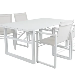 Vevi matgrupp - Vit/vit 4 karmstolar & bord 160x90 cm från Brafab- Bra Möbler Begränsat erbjudande
