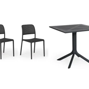 Bästa pris Bora & Clip matgrupp - Svart 2 stolar & bord 80cm från Brafab- Bra Möbler