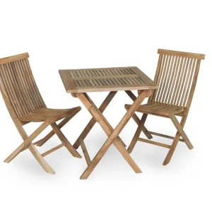 Turin cafégrupp - Teak 2 fällstolar & bord 70x70 cm från Brafab- Bra Möbler Utförsäljning