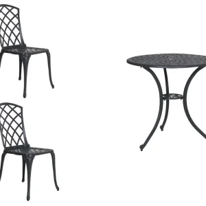 Arras cafégrupp - Grå 2 stolar & bord 70 cm från Brafab- Bra Möbler risnedsättning