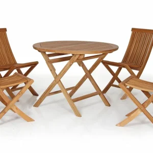 Turin matgrupp - Teak 4 fällstolar & 100 cm bord från Brafab- Bra Möbler I lager