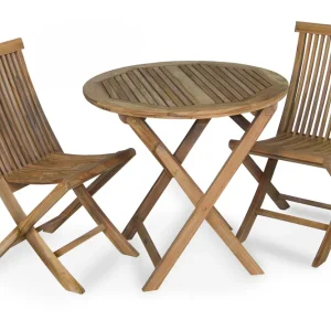 I lager Turin cafégrupp - Teak 2 fällstolar & bord 80 cm från Brafab- Bra Möbler