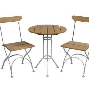 Bryggeri matgrupp - Oljad ek/varmförzinkat 2 fåtöljer & bord 60 cm från Grythyttan Stålmöbler- Bra Möbler Billigare