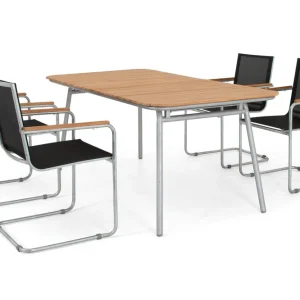 Populär Hönö matgrupp - Silver/svart med teak 4 karmstolar & bord 194 cm från Selected Home- Bra Möbler