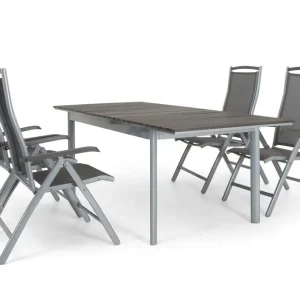 Nice matgrupp - Silver/grå i nonwood 4 stolar & bord 156-212 cm från Selected Home- Bra Möbler Kundfavorit