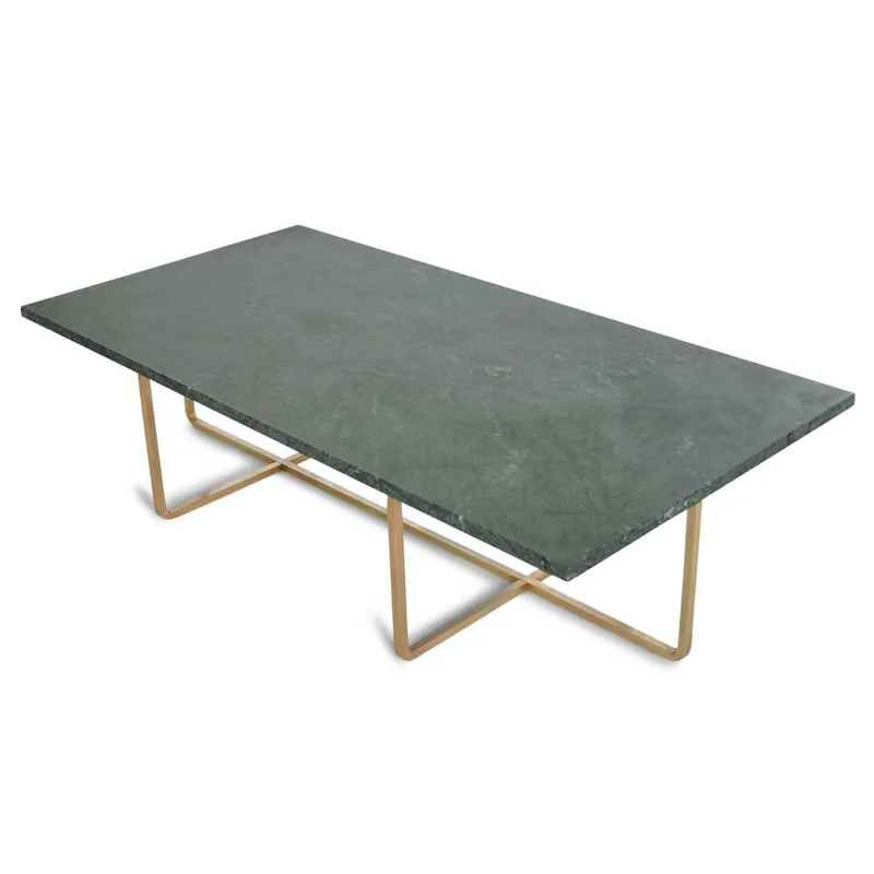 Extra rabatt Ninety Soffbord 120x60x30 cm, Mässingsunderrede, Grön Marmor